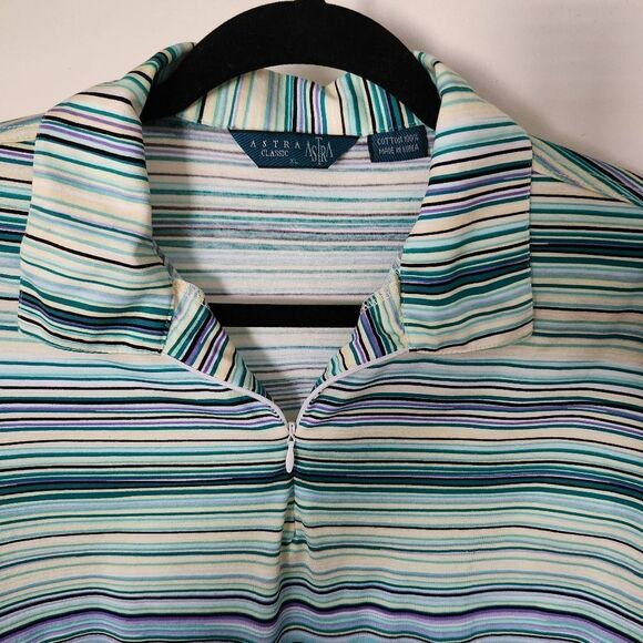 Astra Classic Womens Striped Polo Golf Shirt with Zip Neckline Slim Fit Size XL - Picture 3 of 5